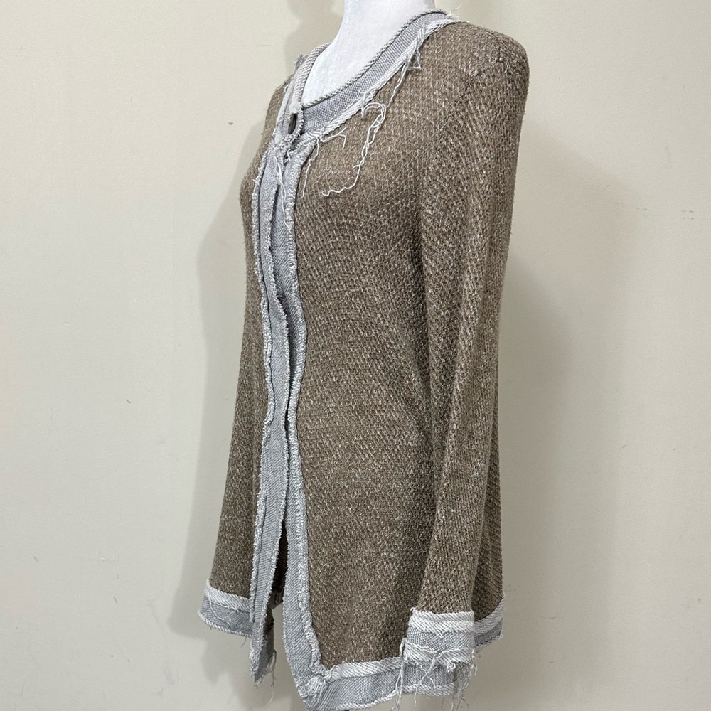 NWOT Pete Cotton Blend Brown Grey Factory Distressed Grunge Wrap Cloak Coat M/L - Picture 4 of 16